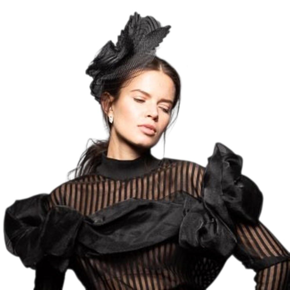 Fabulous Refined Timeless Classic Couture Handcrafted Elegant Black Fascinator